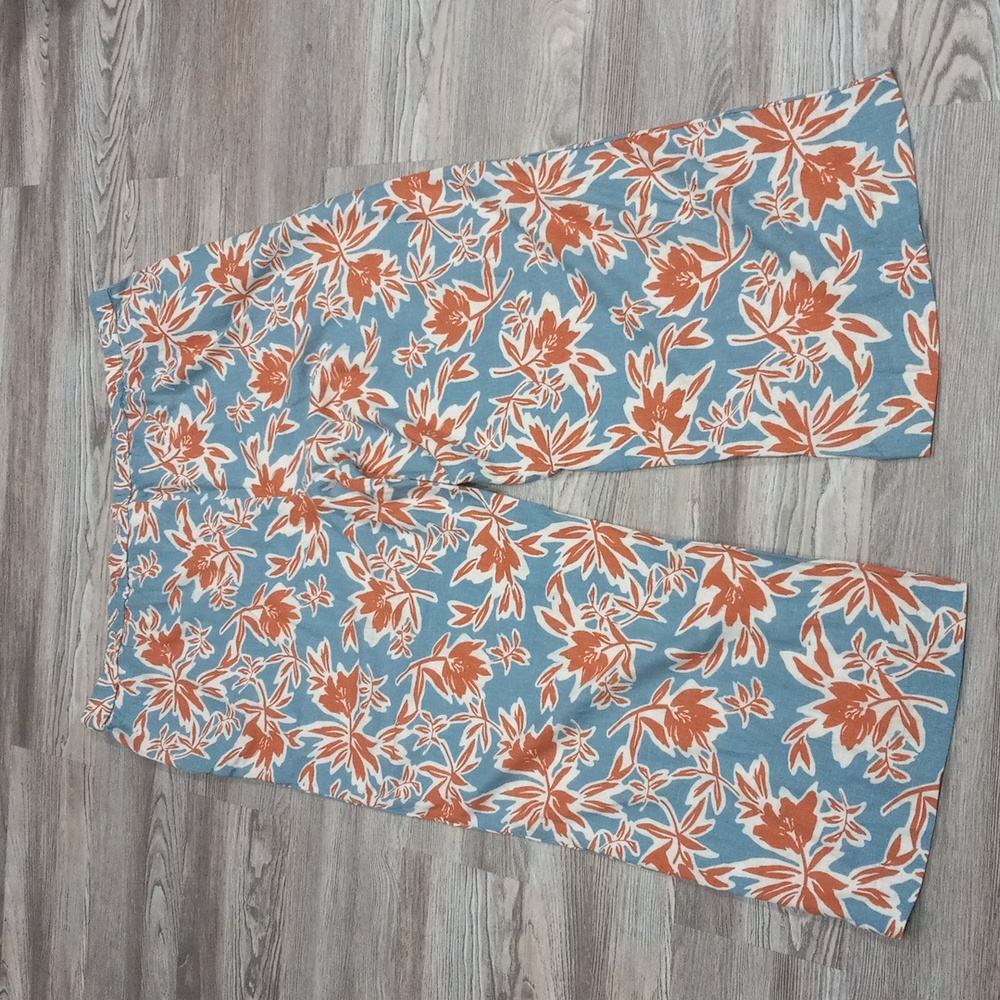 Denim & Co. Naturals Printed Wide Leg Linen Blend Pants Plus Size 3X - Picture 4 of 11